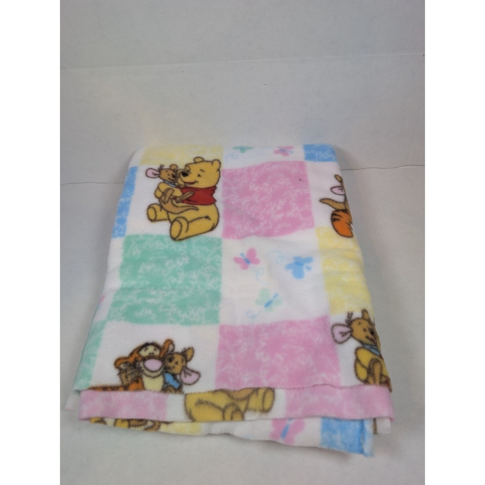 Disney Winnie the Pooh Tigger Fleece Fabric 3/4 Yard Pastel Patchwork Pink Blue